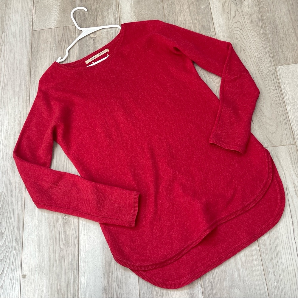 Cashmere Knit Sweater long max studio womens Red (medium) classic bright casual